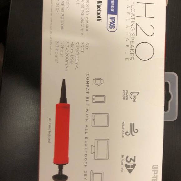 Uptech H2O Inflatable Floating LED Bluetooth Speaker Waterproof IPX6 Cherry 8425 - Picture 2 of 2